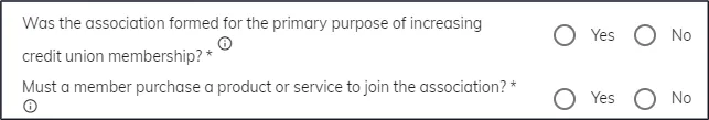 Figure 7: Associational Group Qualifying Questions