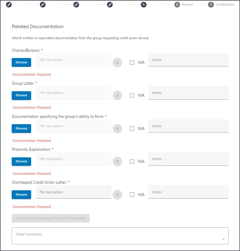 Figure 8: Related Documentation Upload Page