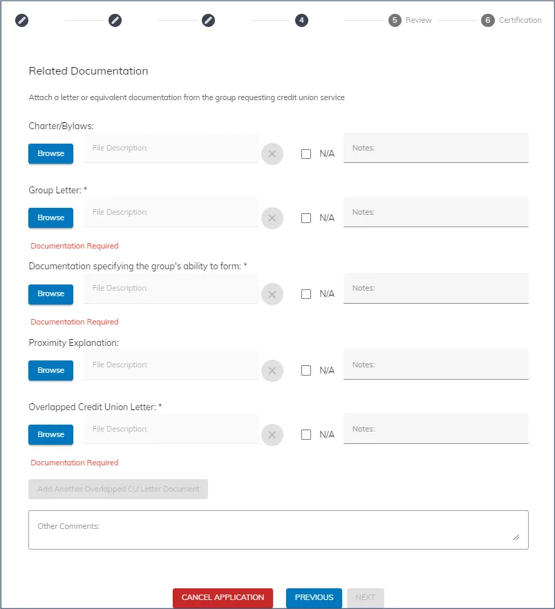 Figure 9: Related Documentation Upload Page