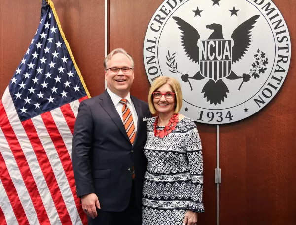 Board Member Todd M. Harper with former NCUA Chairman Debbie Matz.