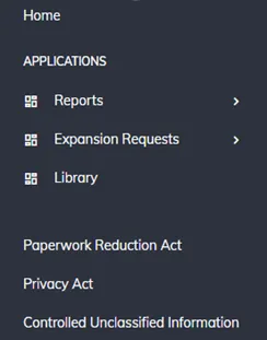Figure 2: CAPRIS Left Navigation Menu